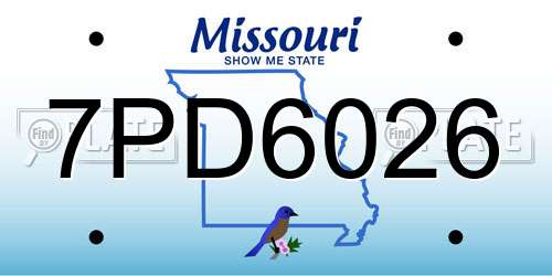 7PD6026 Missouri License Plate