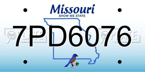 7PD6076 Missouri License Plate