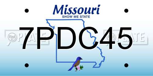 7PDC45 Missouri License Plate