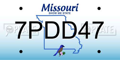 7PDD47 Missouri License Plate