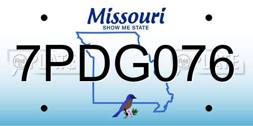 7PDG076 Missouri License Plate