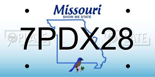 7PDX28 Missouri License Plate