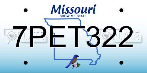 7PET322 Missouri License Plate