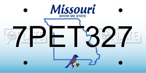 7PET327 Missouri License Plate