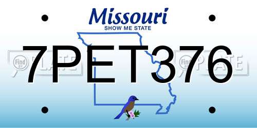 7PET376 Missouri License Plate