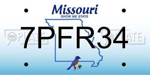 7PFR34 Missouri License Plate