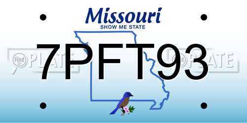 7PFT93 Missouri License Plate
