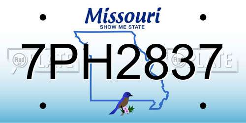 7PH2837 Missouri License Plate