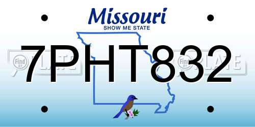 7PHT832 Missouri License Plate