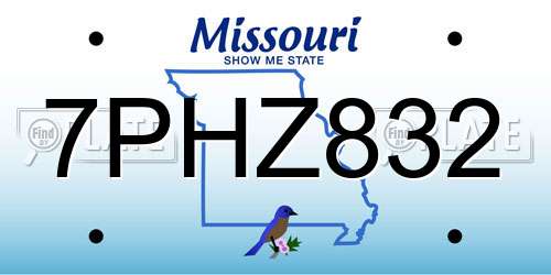 7PHZ832 Missouri License Plate