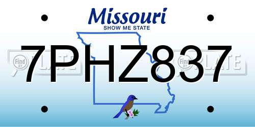 7PHZ837 Missouri License Plate
