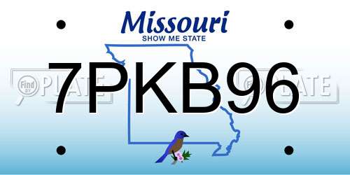 7PKB96 Missouri License Plate