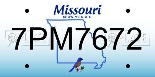 7PM7672 Missouri License Plate