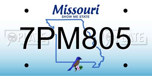 7PM805 Missouri License Plate