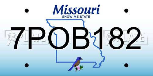 7POB182 Missouri License Plate