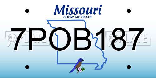 7POB187 Missouri License Plate