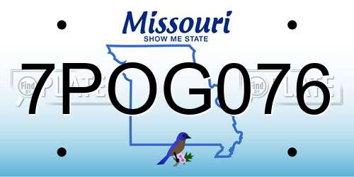 7POG076 Missouri License Plate