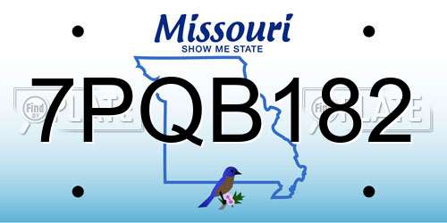 7PQB182 Missouri License Plate