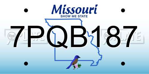 7PQB187 Missouri License Plate