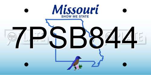 7PSB844 Missouri License Plate