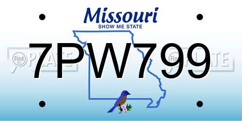 7PW799 Missouri License Plate
