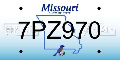 7PZ970 Missouri License Plate