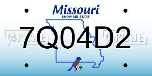 7Q04D2 Missouri License Plate