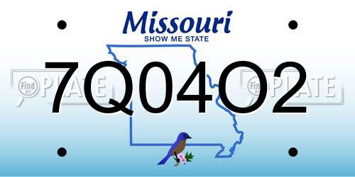 7Q04O2 Missouri License Plate
