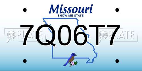 7Q06T7 Missouri License Plate
