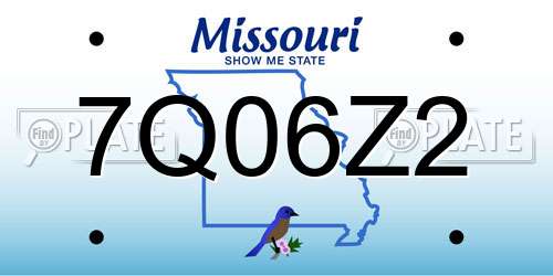 7Q06Z2 Missouri License Plate