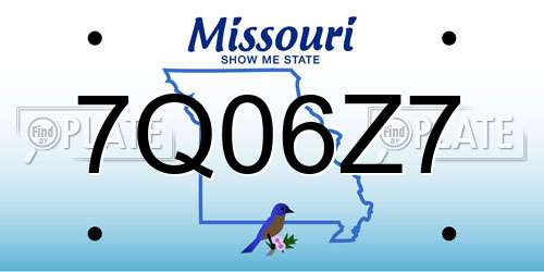 7Q06Z7 Missouri License Plate