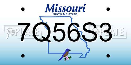 7Q56S3 Missouri License Plate
