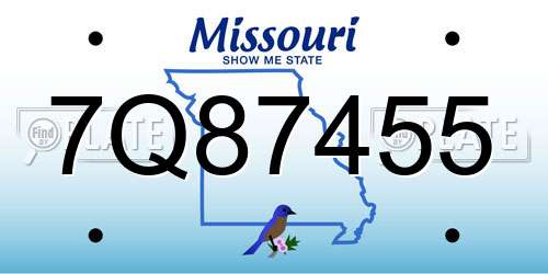 7Q87455 Missouri License Plate