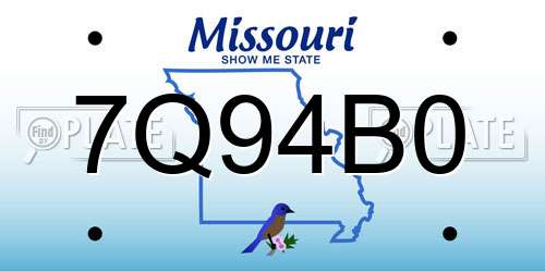 7Q94B0 Missouri License Plate