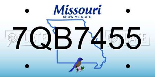 7QB7455 Missouri License Plate