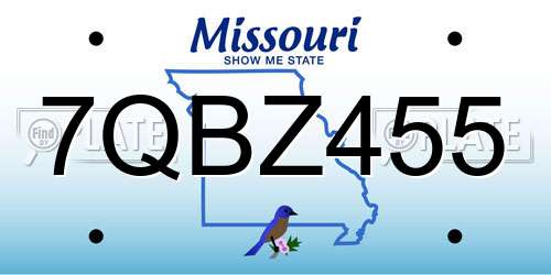 7QBZ455 Missouri License Plate