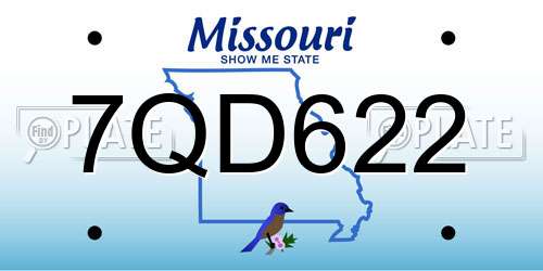 7QD622 Missouri License Plate