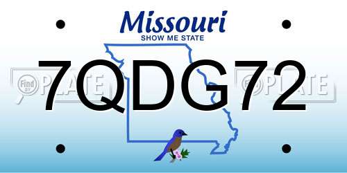 7QDG72 Missouri License Plate