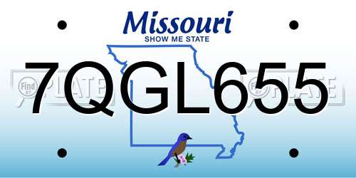 7QGL655 Missouri License Plate