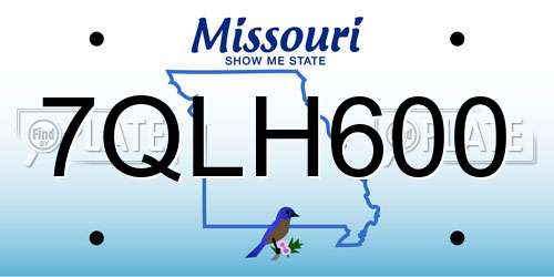 7QLH600 Missouri License Plate