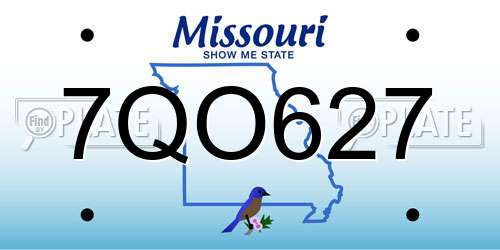 7QO627 Missouri License Plate