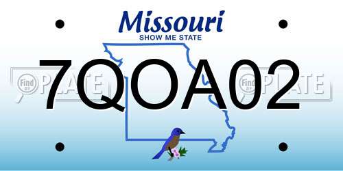 7QOA02 Missouri License Plate