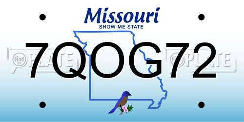 7QOG72 Missouri License Plate
