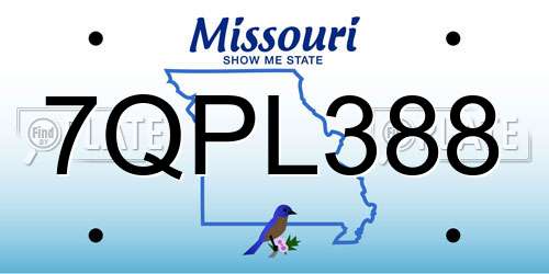 7QPL388 Missouri License Plate