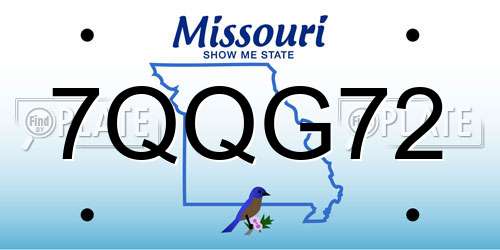 7QQG72 Missouri License Plate