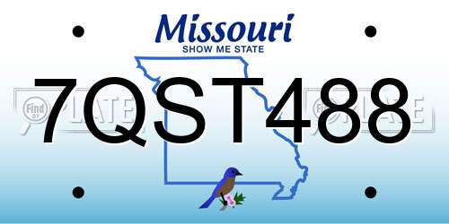7QST488 Missouri License Plate