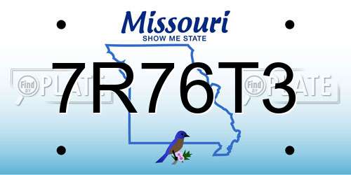 7R76T3 Missouri License Plate