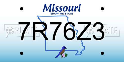7R76Z3 Missouri License Plate