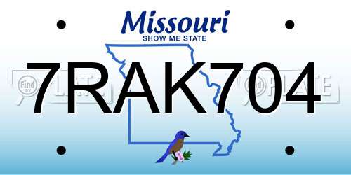7RAK704 Missouri License Plate