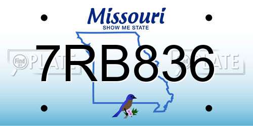 7RB836 Missouri License Plate